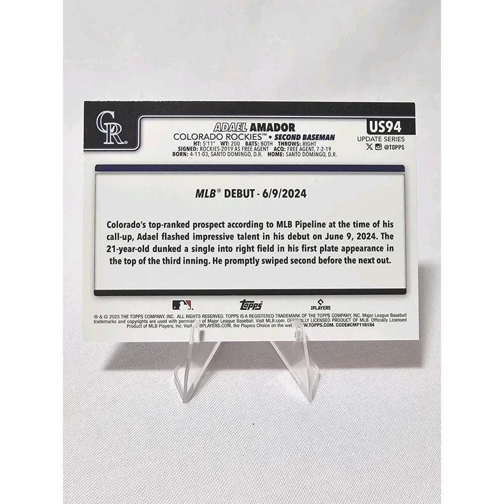#US94 Adael Amador Rookie Debut Holiday Foil - 2025 Topps Update‎